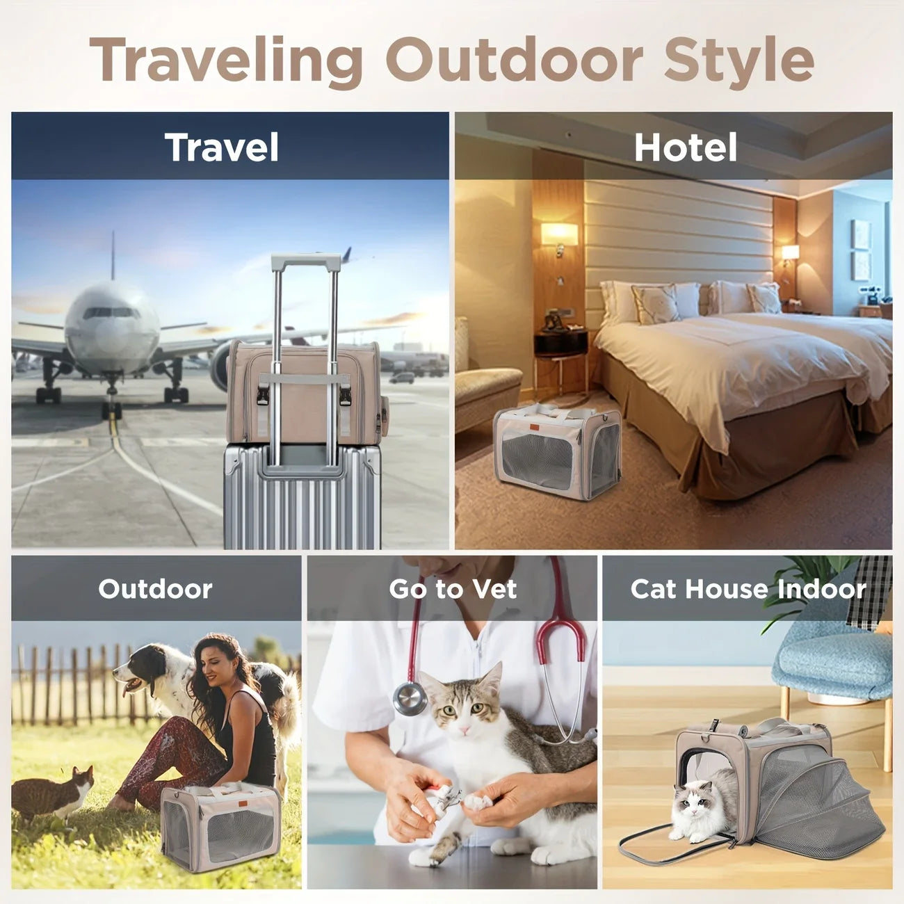 Expandable Soft-Sided Pet Carrier Bag for Small Dogs