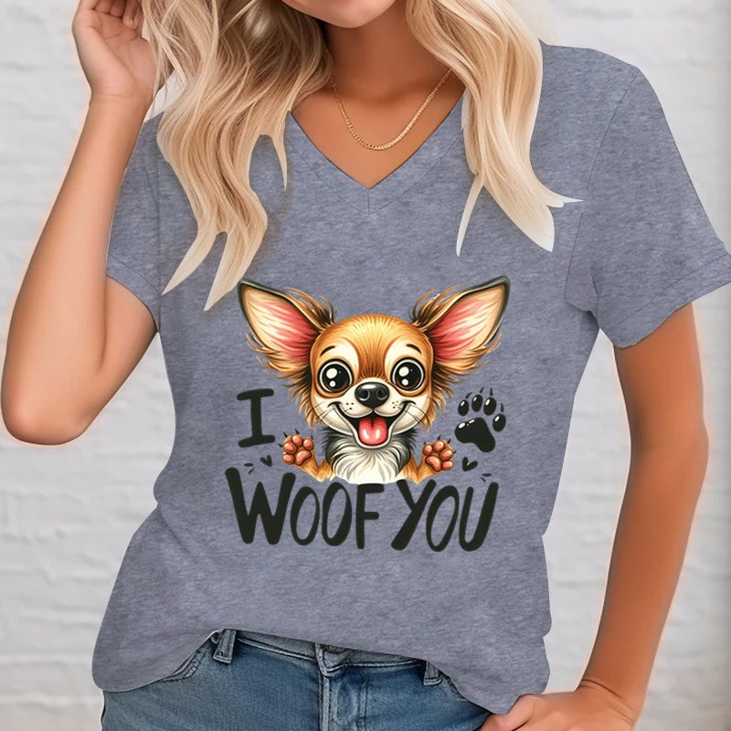 I Woof You Chihuahua V-Neck T-Shirt for Women