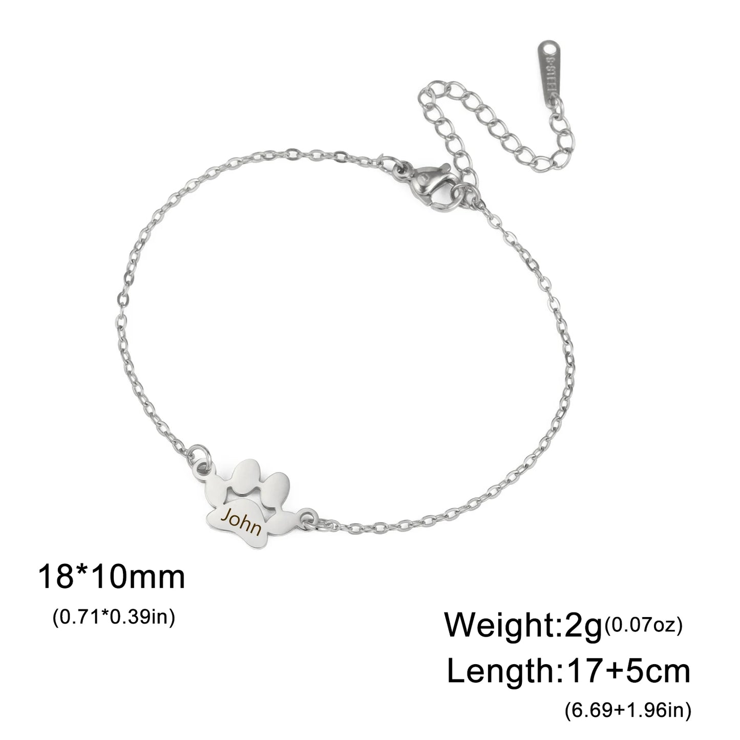 Custom Dog Paw Name Bracelet