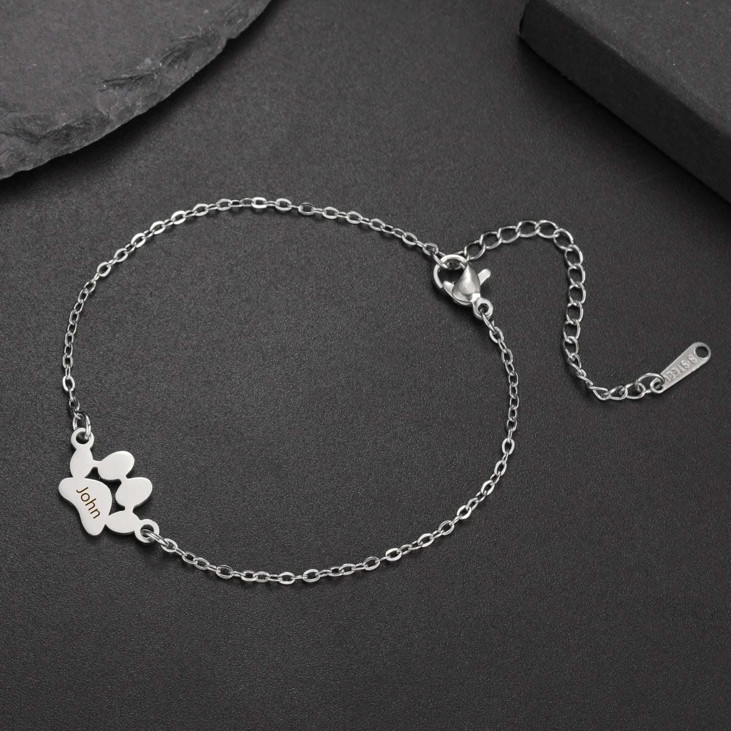 Custom Dog Paw Name Bracelet