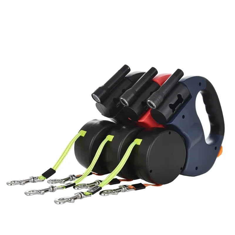 Retractable Dual Doggie Leash with LED Light