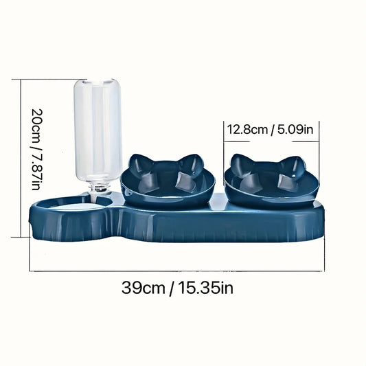 TriSip™ 3-in-1 Tilted Pet Bowl Set with Gravity Water Feeder