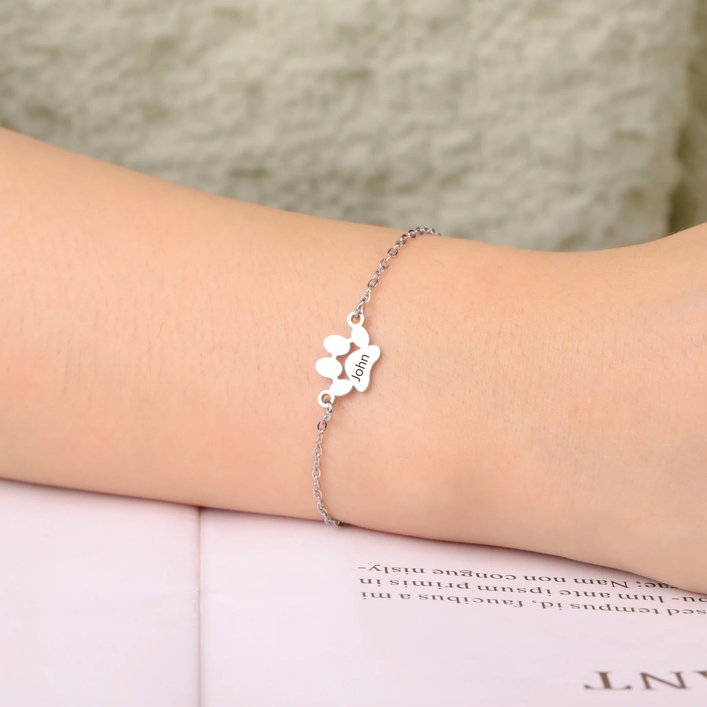 Custom Dog Paw Name Bracelet