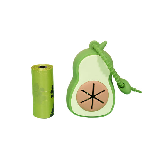 Avocado Dog Waste Bag Dispenser – Cute Poop Bag Holder with Leash Clip