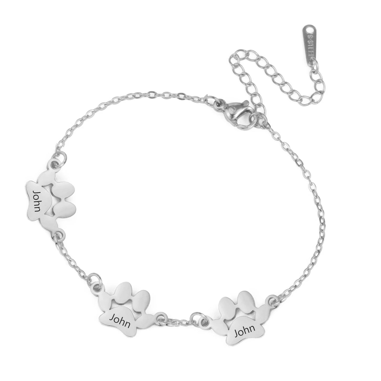 Custom Dog Paw Name Bracelet