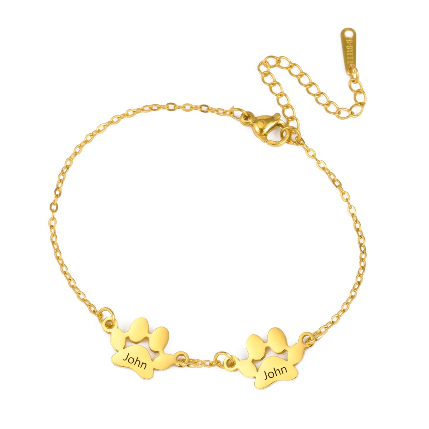 Custom Dog Paw Name Bracelet