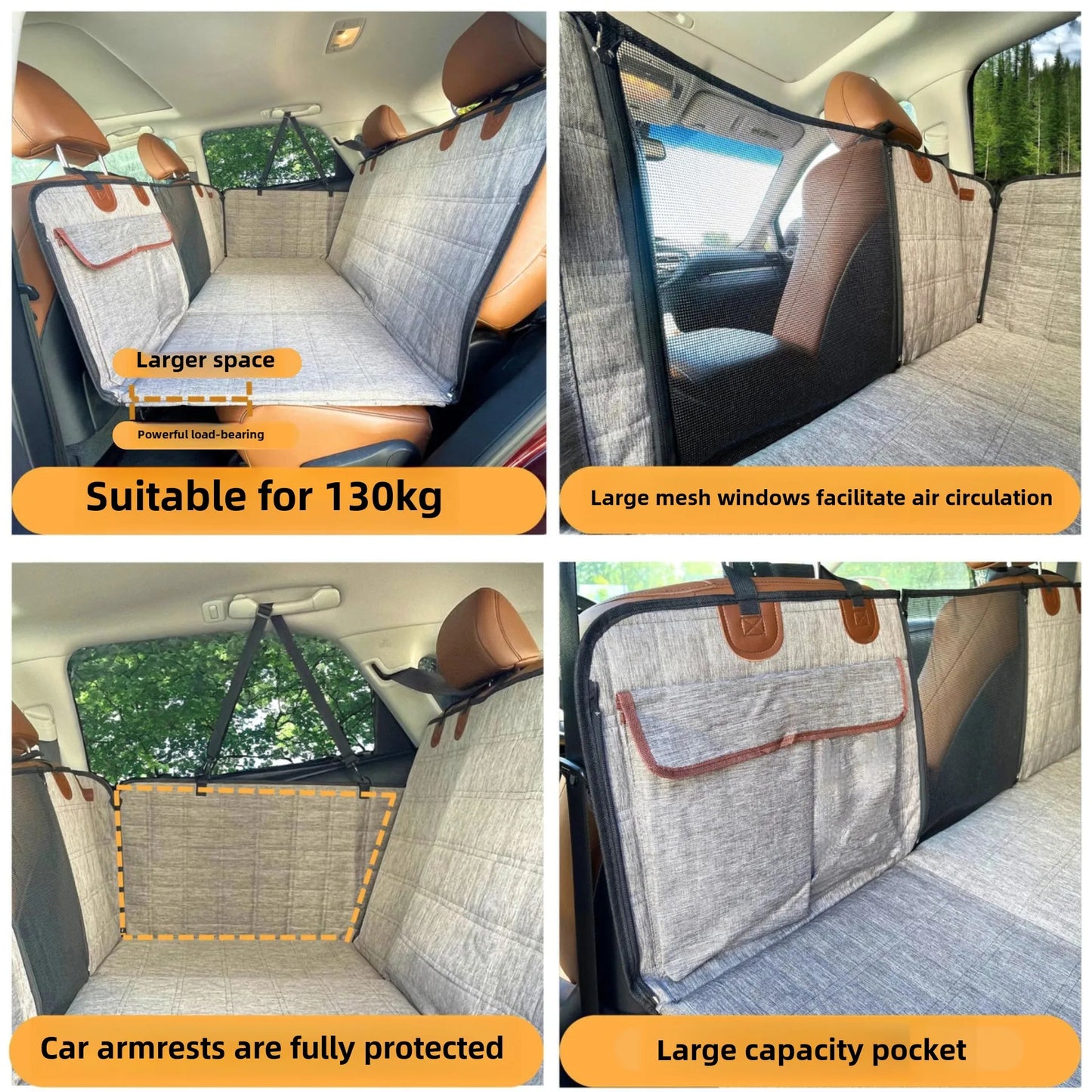 Extended rear seat pet car mat widened support board car carrying dog mat back seat pet mat
