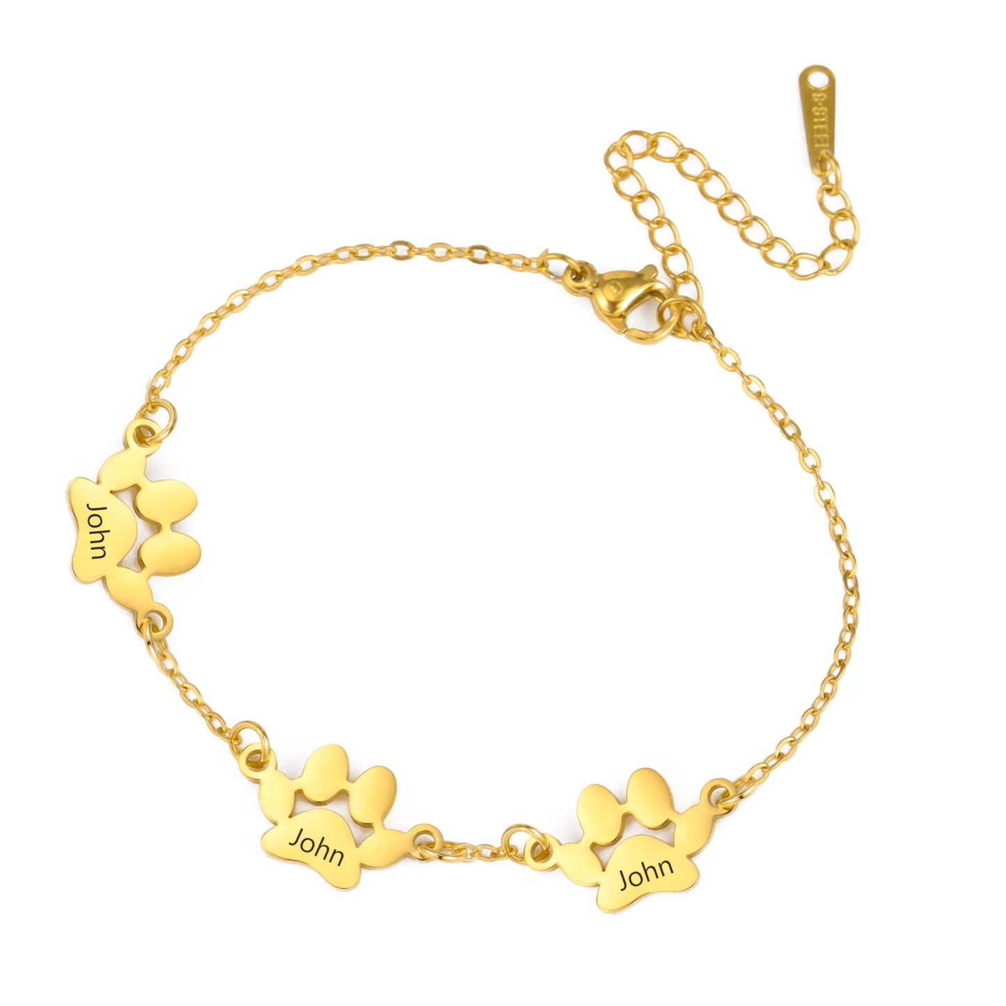 Custom Dog Paw Name Bracelet