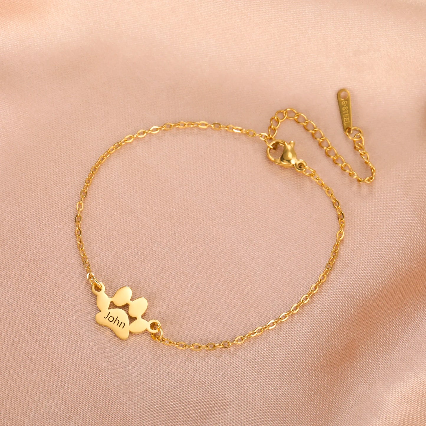 Custom Dog Paw Name Bracelet