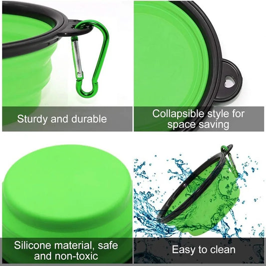 2-in-1 Folding Silicone Pet Feeder Bowl & Dispenser