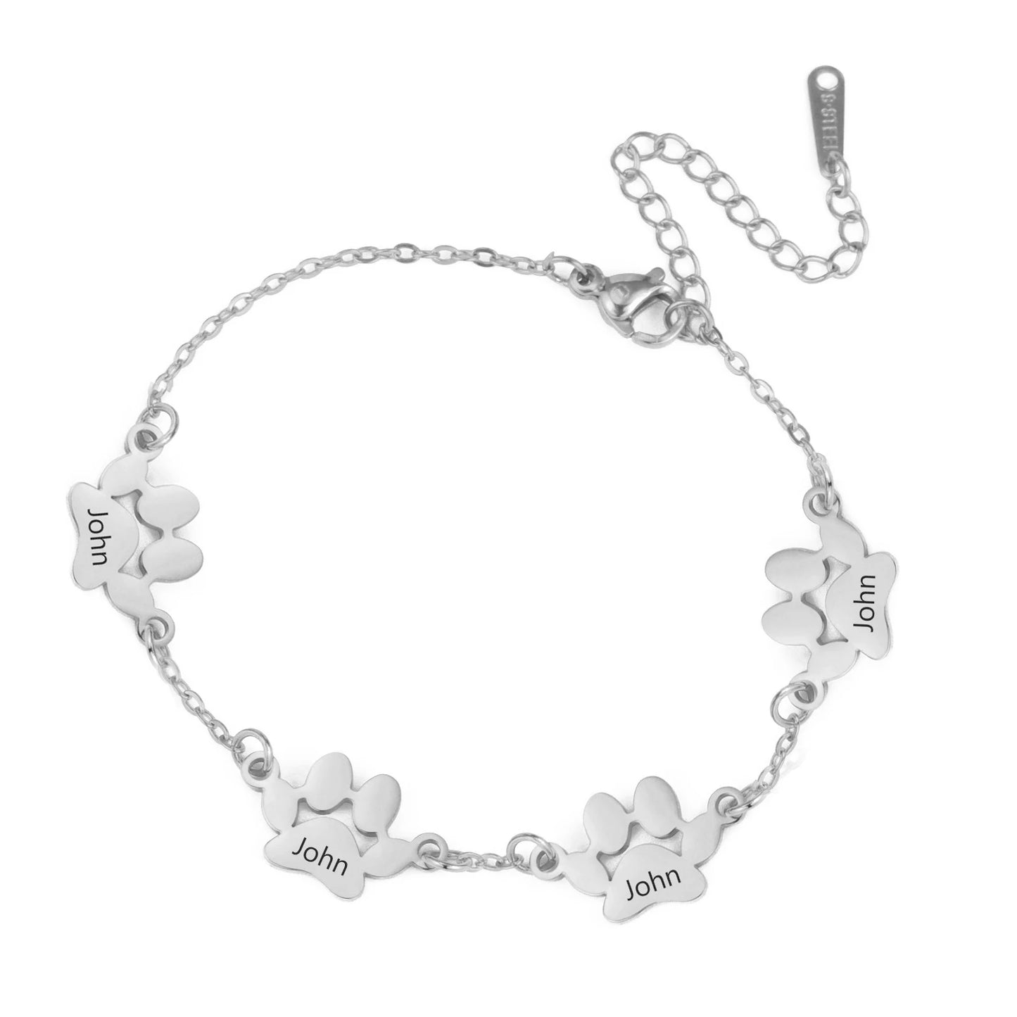 Custom Dog Paw Name Bracelet