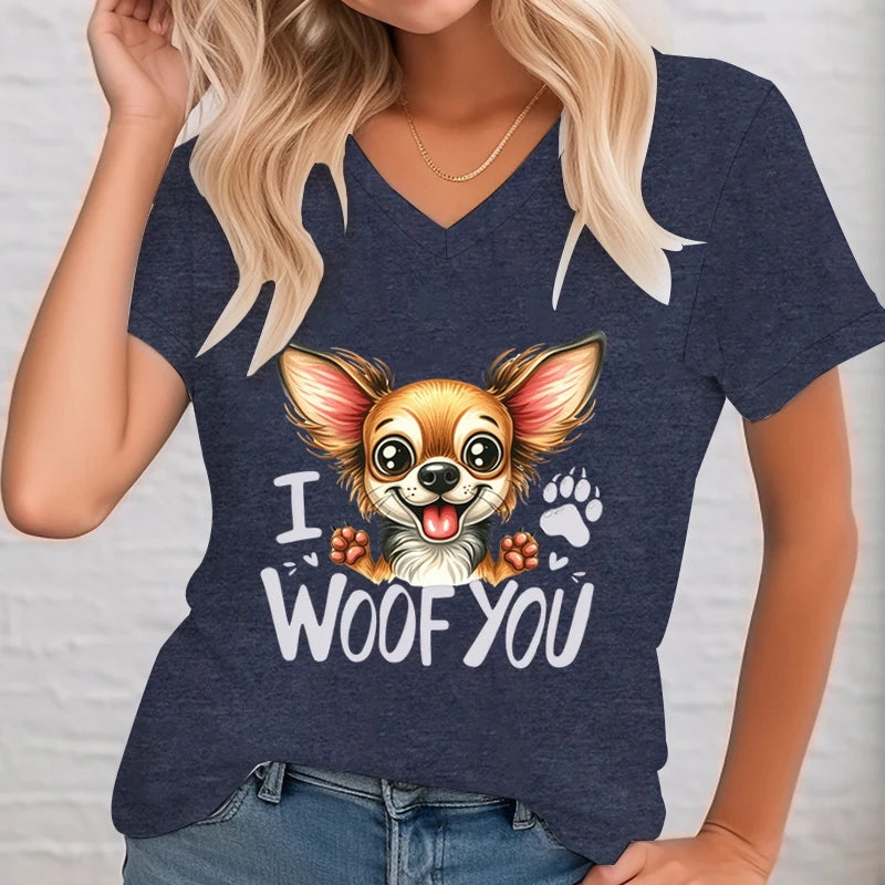 I Woof You Chihuahua V-Neck T-Shirt for Women