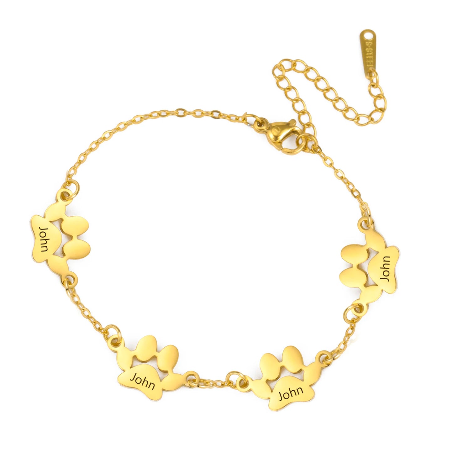Custom Dog Paw Name Bracelet