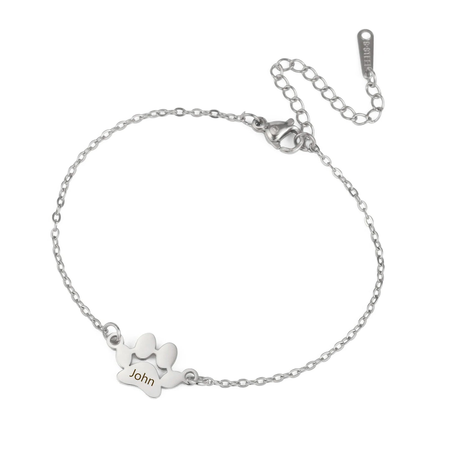 Custom Dog Paw Name Bracelet