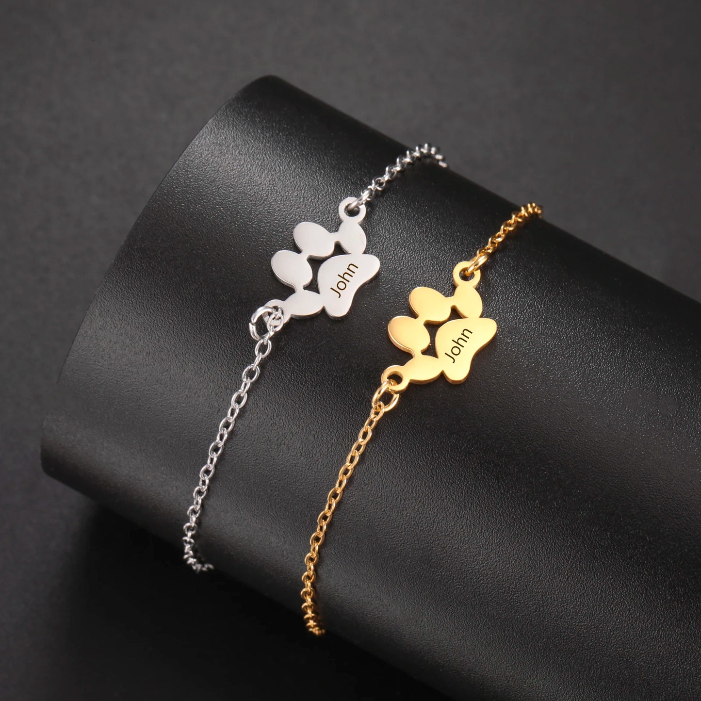 Custom Dog Paw Name Bracelet