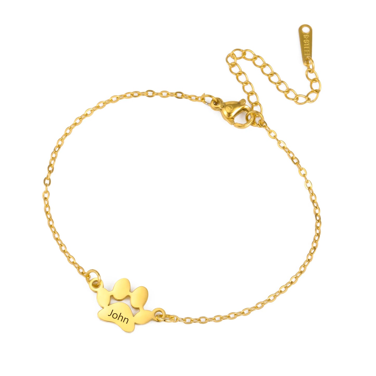 Custom Dog Paw Name Bracelet