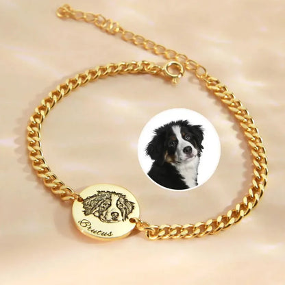 Custom Pet Portrait Cuban Link Bracelet For Women Personalized Dog Photo Stainless Steel Pet Owner Lover Bracelet Gift Jewelry