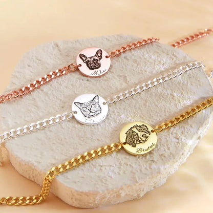 Custom Pet Portrait Cuban Link Bracelet For Women Personalized Dog Photo Stainless Steel Pet Owner Lover Bracelet Gift Jewelry