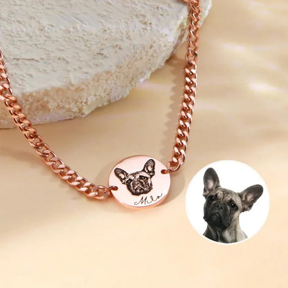 Custom Pet Portrait Cuban Link Bracelet For Women Personalized Dog Photo Stainless Steel Pet Owner Lover Bracelet Gift Jewelry