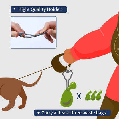 Hands-Free Dog Poop Bag Holder – Waste Bag Leash Dispenser Clip