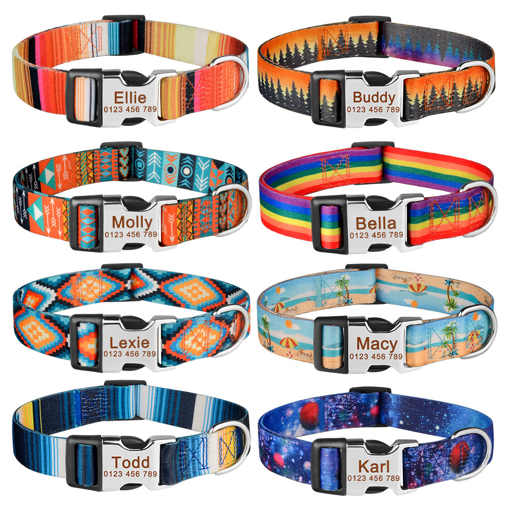 Patterned Personalised Dog Collar