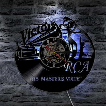 Pet Dog His Master's Voice Musical Dog Vinyl Record Wall Clock Modern Design Victor Nipper Decor Wall Watch Wall Clock