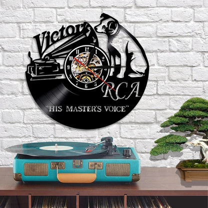 Pet Dog His Master's Voice Musical Dog Vinyl Record Wall Clock Modern Design Victor Nipper Decor Wall Watch Wall Clock