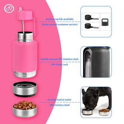 Premium 3-in-1 Portable Dog Water & Food Bottle