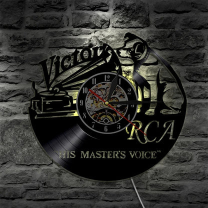 Pet Dog His Master's Voice Musical Dog Vinyl Record Wall Clock Modern Design Victor Nipper Decor Wall Watch Wall Clock