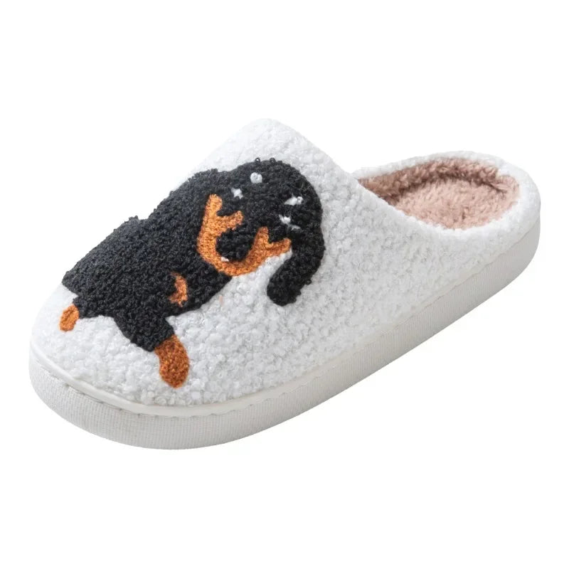 Dachshund Embroidered Unisex Winter Slippers