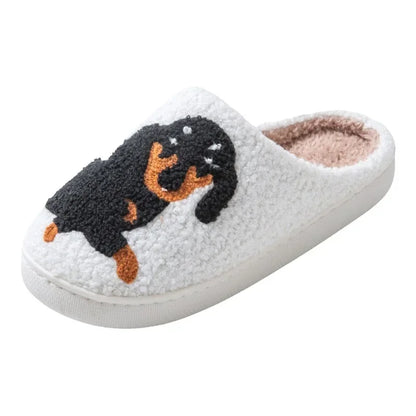 Dachshund Embroidered Unisex Winter Slippers
