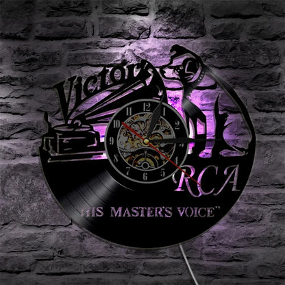 Pet Dog His Master's Voice Musical Dog Vinyl Record Wall Clock Modern Design Victor Nipper Decor Wall Watch Wall Clock