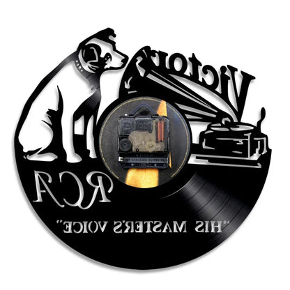 Pet Dog His Master's Voice Musical Dog Vinyl Record Wall Clock Modern Design Victor Nipper Decor Wall Watch Wall Clock
