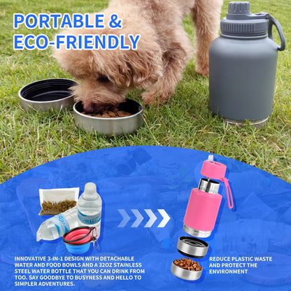 Premium 3-in-1 Portable Dog Water & Food Bottle