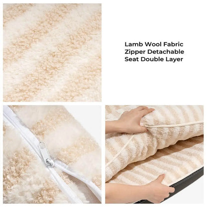 Trendy Striped Faux Lambswool Double Layer Dog Sofa