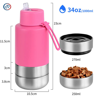Premium 3-in-1 Portable Dog Water & Food Bottle