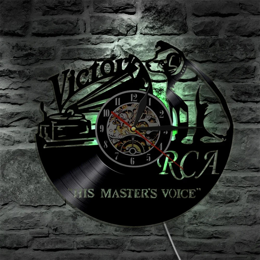 Pet Dog His Master's Voice Musical Dog Vinyl Record Wall Clock Modern Design Victor Nipper Decor Wall Watch Wall Clock