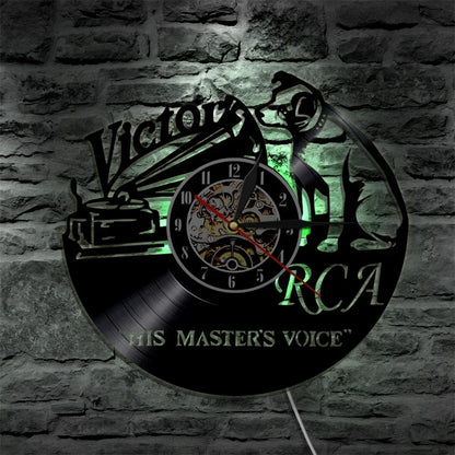 Pet Dog His Master's Voice Musical Dog Vinyl Record Wall Clock Modern Design Victor Nipper Decor Wall Watch Wall Clock