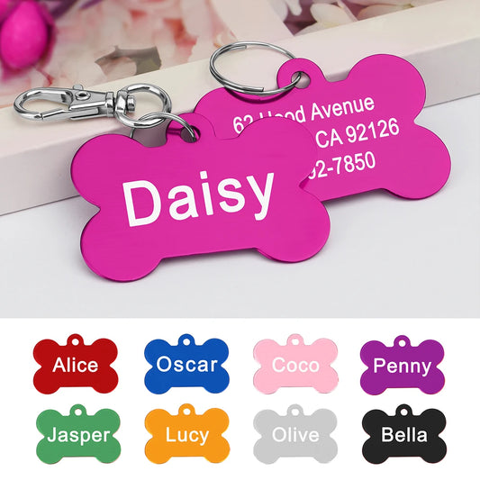 Bone-Shaped Pet ID Tag – Personalized Engraved Name Tag for Dogs