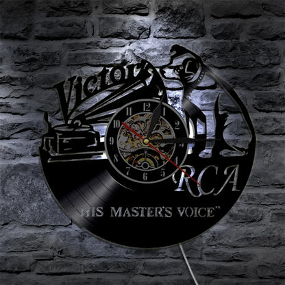 Pet Dog His Master's Voice Musical Dog Vinyl Record Wall Clock Modern Design Victor Nipper Decor Wall Watch Wall Clock