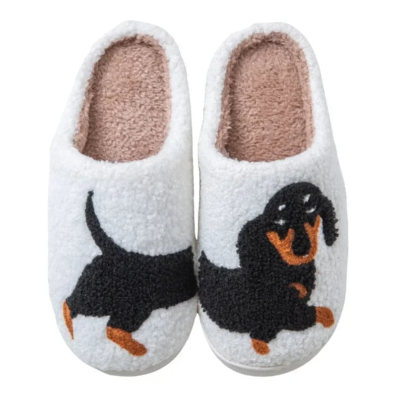 Dachshund Embroidered Unisex Winter Slippers