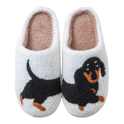 Dachshund Embroidered Unisex Winter Slippers