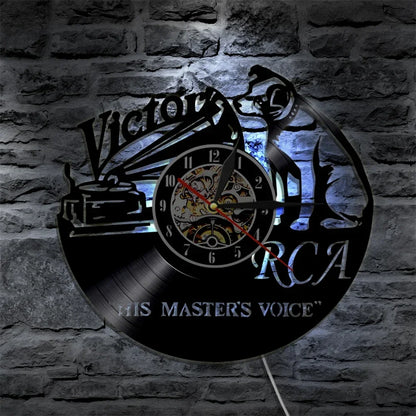 Pet Dog His Master's Voice Musical Dog Vinyl Record Wall Clock Modern Design Victor Nipper Decor Wall Watch Wall Clock