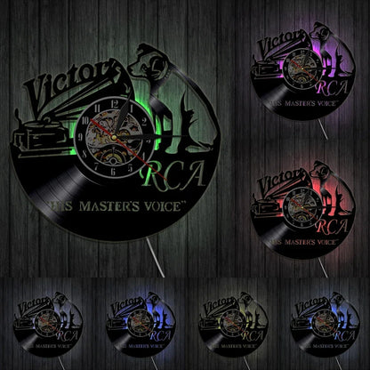 Pet Dog His Master's Voice Musical Dog Vinyl Record Wall Clock Modern Design Victor Nipper Decor Wall Watch Wall Clock