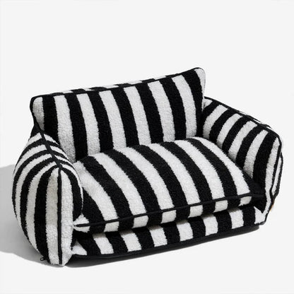 Trendy Striped Faux Lambswool Double Layer Dog Sofa
