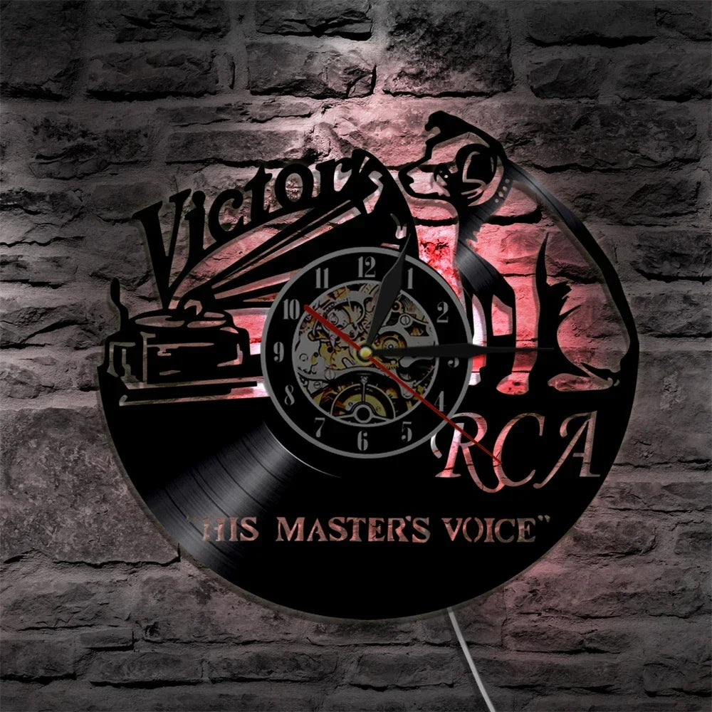 Pet Dog His Master's Voice Musical Dog Vinyl Record Wall Clock Modern Design Victor Nipper Decor Wall Watch Wall Clock