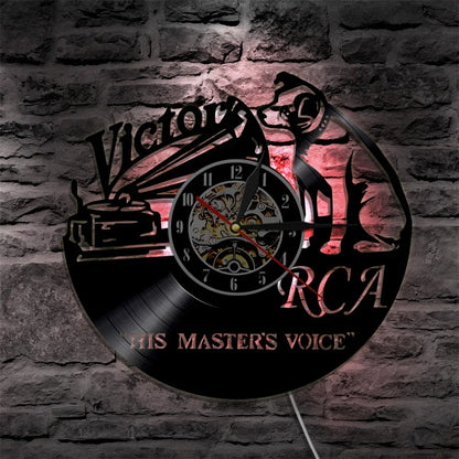 Pet Dog His Master's Voice Musical Dog Vinyl Record Wall Clock Modern Design Victor Nipper Decor Wall Watch Wall Clock